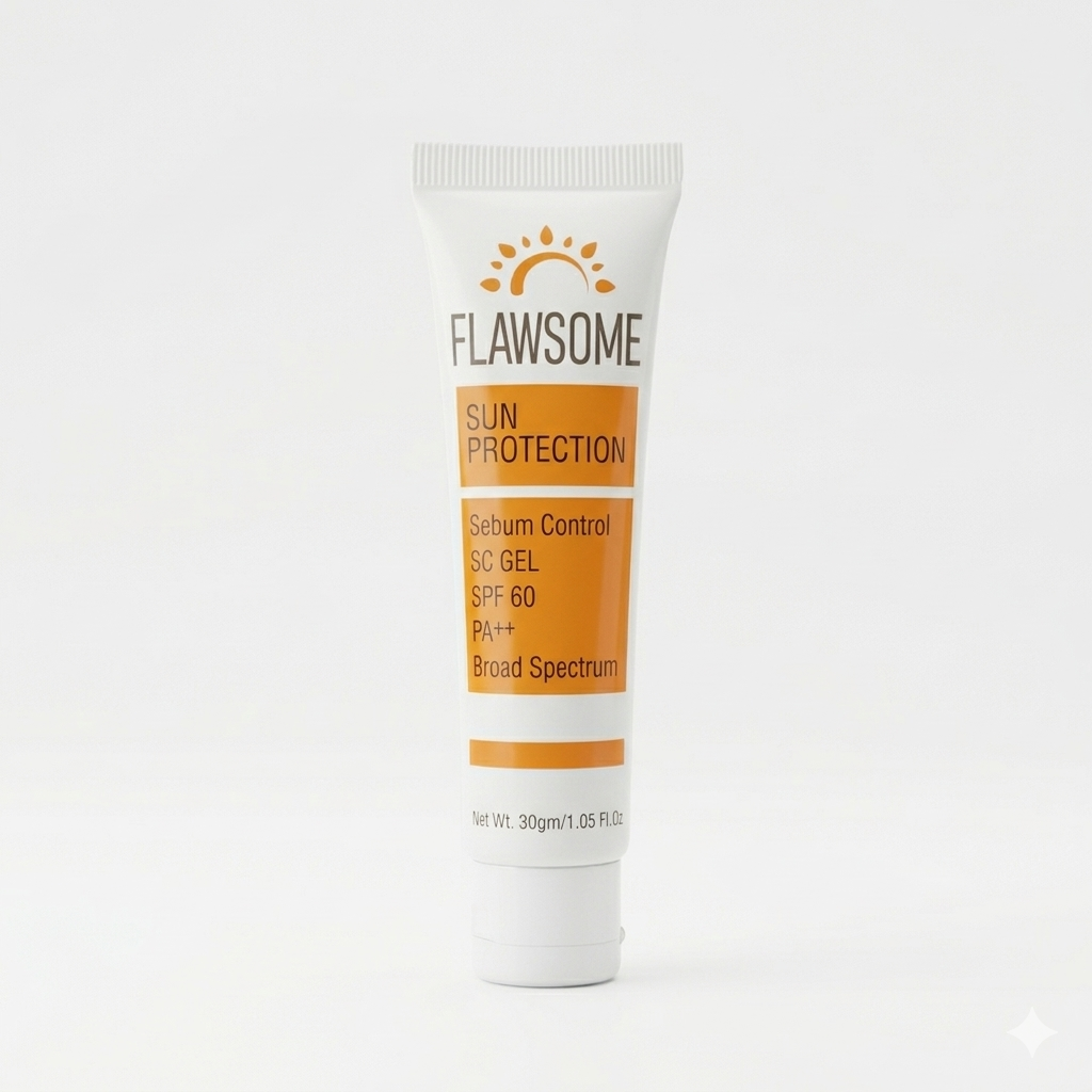 FLAWSOME Sun Protection SC Gel – SPF 60 PA++ Broad Spectrum Sebum Control Formula